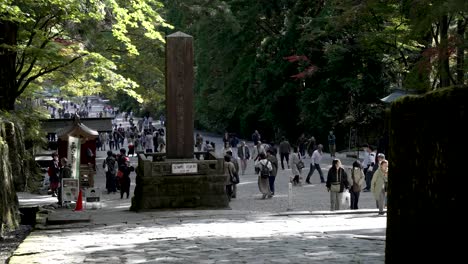 Crowds-of-Asian-tourists-approach-historical-UNESCO-Toshugu-temple-entrance