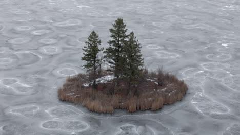 Frozen-Embrace:-Eerie-Fog-Shrouds-Island-on-Frozen-McQueen-Lake