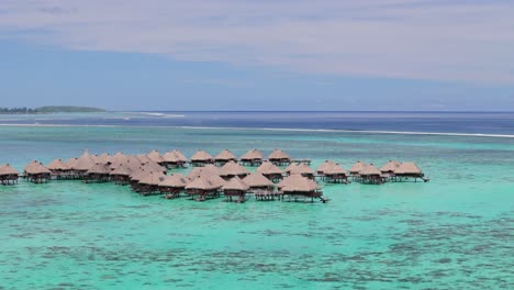 Idyllic-overwater-bungalow-in-Bora-Bora,-French-Polynesia