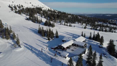 Aerial-Landscape-View-of-Winter-in-Trysil-Norway---Dolly-Shot