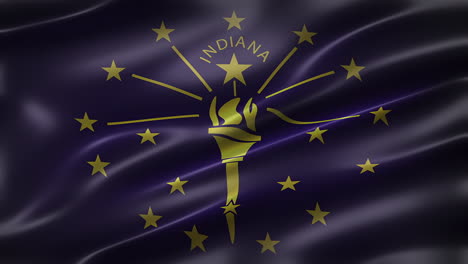 Flag-of-Indiana,-font-view,-full-frame,-sleek,-glossy,-fluttering,-elegant-silky-texture,-waving-in-the-wind,-realistic-4K-CG-animation,-movie-like-look,-seamless-loop-able