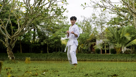 Young-man-practising-taekwondo