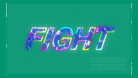 Animation-of-interface-with-fight-text-banner-with-lightning-effect-against-green-background