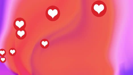Animation-Einer-Herzform-In-Kreisen-über-Einem-Mehrfarbigen-Wellenmuster-Im-Hintergrund
