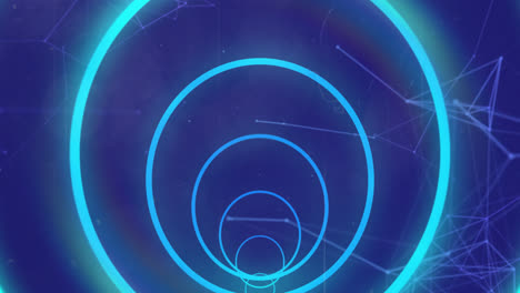 Animation-Eines-Kreisförmigen-Tunnels-Mit-Verbundenen-Punkten-Auf-Schwarzem-Hintergrund