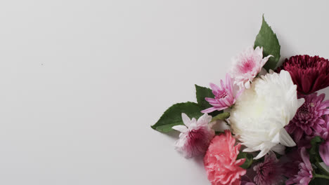 Video-Eines-Straußes-Rosa-Und-Weißer-Blumen-Und-Kopierraum-Auf-Weißem-Hintergrund