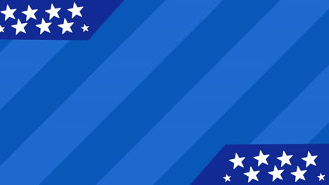 Animation-of-stars-on-blue-banners-against-blue-striped-background-with-copy-space