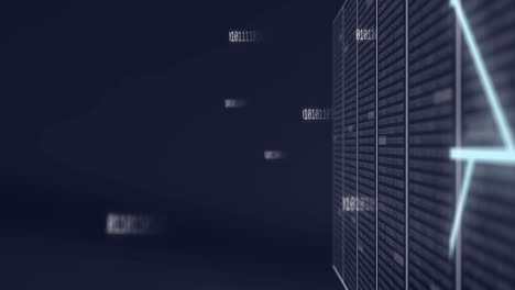 Animation-Sich-ändernder-Zahlen-Und-Leiterplattenmuster-Auf-Datenserver-Racks-Auf-Schwarzem-Hintergrund