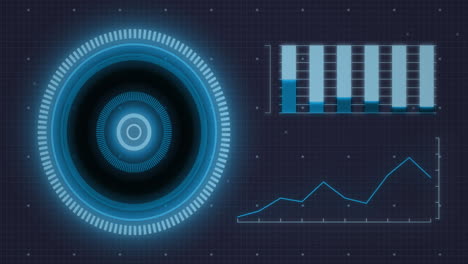 Animation-of-arc-reactor-and-graphs-with-dots-over-black-background