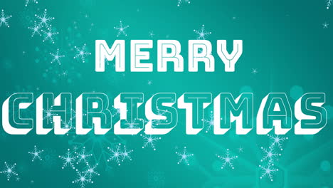 Animation-of-merry-christmas-text-with-snowflakes-moving-on-blue-background