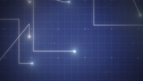 Animation-Leuchtender-Verbindungspunkte-Vor-Kopierraum-Auf-Blauem-Hintergrund