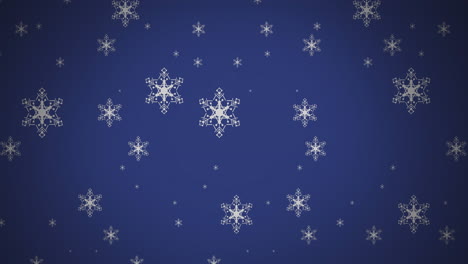 Animation-of-snowflake-icons-in-seamless-pattern-against-copy-space-on-blue-background