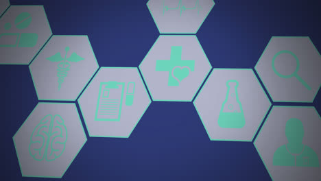 Animation-of-multiple-medical-icons-floating-against-blue-background