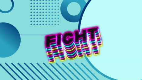 Animation-of-neon-fight-text-banner-against-abstract-shapes-pattern-on-blue-gradient-background