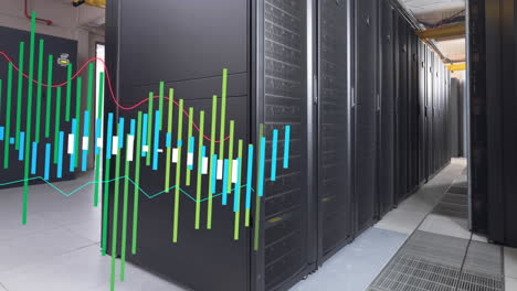 Animation-of-multicolored-graphs-over-data-server-racks-in-server-room