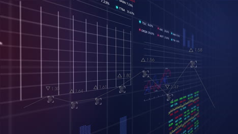 Animation-of-multiple-graphs-with-changing-numbers-and-trading-boards-over-black-background