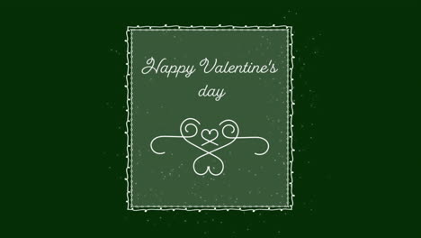 Animation-of-happy-valentine's-day-text-with-design-in-rectangle-on-green-background