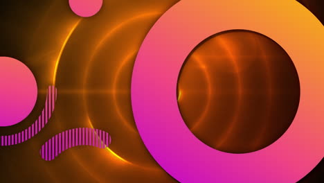 Animation-of-loading-circles-and-circular-tunnel-against-black-background