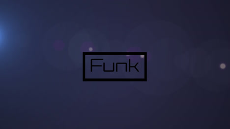 Animation-of-funk-text-in-rectangle-with-lens-flares-over-black-background