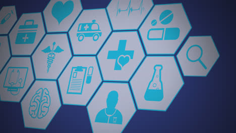 Animation-of-multiple-medical-icons-floating-against-blue-background