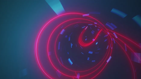 Animation-Eines-Neontunnels-In-Nahtlosem-Muster-Vor-Kopierraum-Auf-Blauem-Hintergrund
