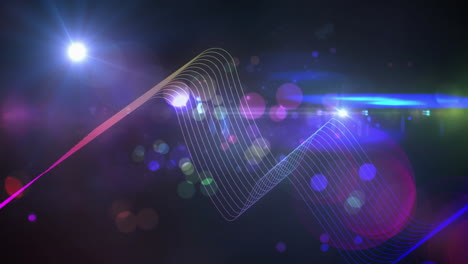 Animation-of-wave-patterns-and-lens-flares-moving-over-abstract-background