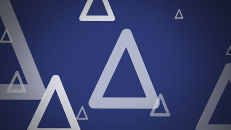 Animation-of-multiple-triangular-shapes-floating-against-copy-space-on-blue-background
