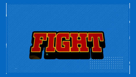 Animation-of-fight-text-banner-over-interface-with-data-processing-against-blue-background