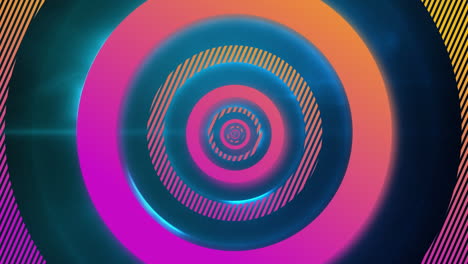 Animation-Eines-Kreisförmigen-Tunnels-Mit-Farbverlauf-Und-Blendenflecken-Vor-Schwarzem-Hintergrund