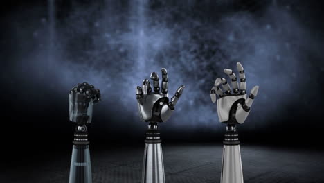 Robot-hands-and-grey-blurred-background