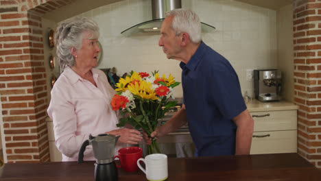 Senior-caucasian-couple-in-kitchen