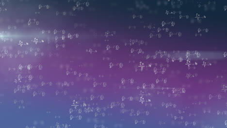 Animation-Mathematischer-Formeln,-Die-Auf-Violettem-Hintergrund-Schweben