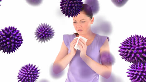 Purple-viruses-and-ill-woman