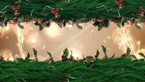 Christmas-Holly-wreath-with-golden-light-snowflakes