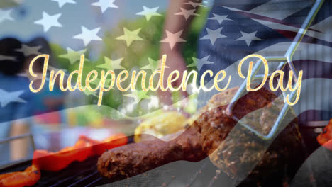 Independence-day-text-with-flag-and-barbecue