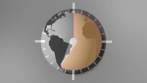 Globe-spinning-with-orange-stopwatch