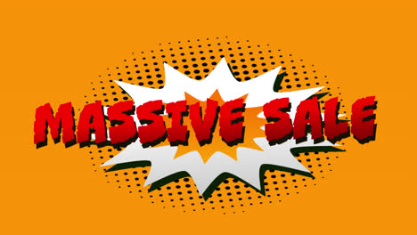 Massive-sale-text-over-pow-and-wow-text-on-speech-bubbles-against-orange-background