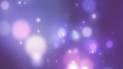 Animation-of-glowing-white-spots-of-light-moving-in-hypnotic-motion-on-purple-background