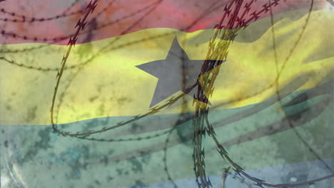 Stacheldraht-Gegen-Die-Flagge-Der-Republik-Ghana