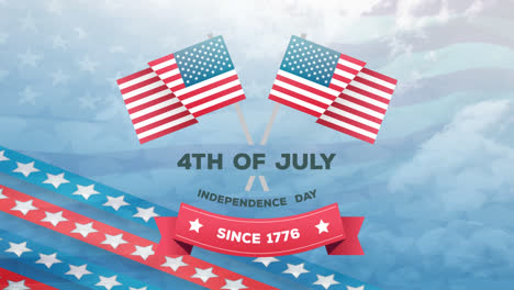 4.-Juli,-Unabhängigkeitstag-Seit-1776-Text-In-Banner-Und-Amerikanischen-Flaggen