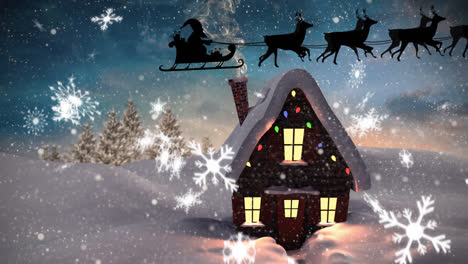 Santa-Claus-in-sleigh-pulled-by-reindeers