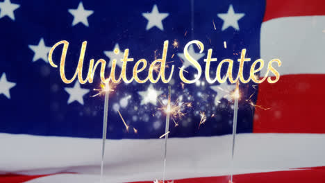 Texto-De-Estados-Unidos-Y-Una-Bandera-Estadounidense-Detrás-De-Un-Pastelito-Con-Destellos-Para-El-4-De-Julio.