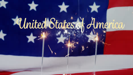 Vereinigte-Staaten-Von-Amerika-Text-Und-Eine-Amerikanische-Flagge-Hinter-Cupcakes-Mit-Einem-Funkeln
