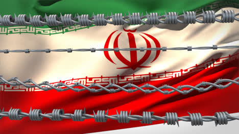 Stacheldraht-Gegen-Iranische-Flagge