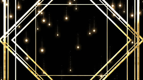Gold-cubes-and-stars-on-black-background
