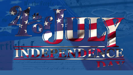 4-De-Julio,-Texto-Del-Día-De-La-Independencia-Y-La-Constitución-Escrita-De-Los-Estados-Unidos-Con-Una-Bandera-Y
