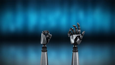Robot-hand-on-blurred-blue-and-black-background