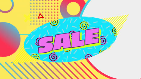 Sale-graphic-with-moving-elements-on-yellow-background