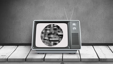 Alter-Fernseher-Mit-Einem-Kreis-Auf-Dem-Bildschirm
