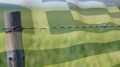 Stacheldraht-Gegen-Griechische-Flagge